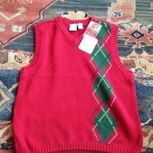 Boy J Khaki Sweater Vest Red Argyle NWT Size 4